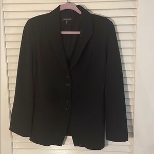Eileen Fisher Black Viscose Blend Ponte Blazer Structured Jacket